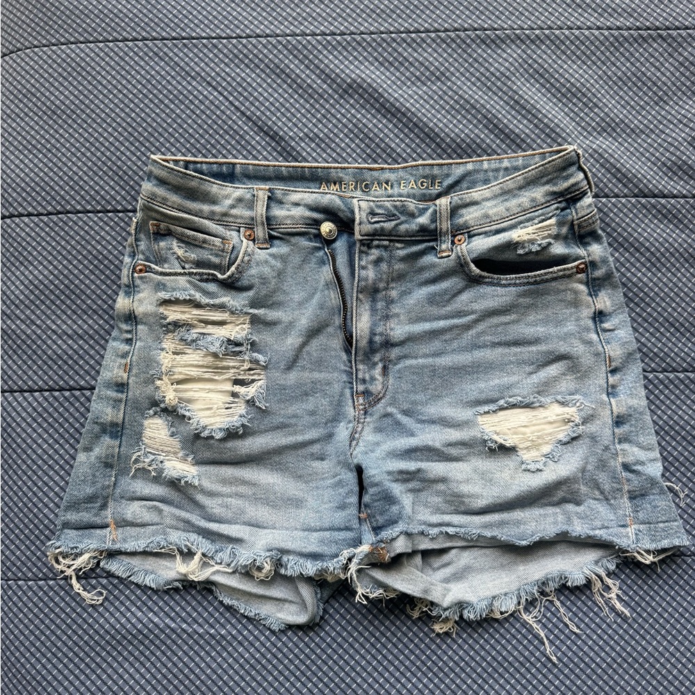 American Eagle Outfitters Women's Ripped Light Blue Jean Shorts